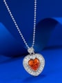 thumb 925 Sterling Silver Cubic Zirconia Heart Dainty Beaded Chain Necklace 2
