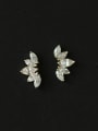 thumb 925 Sterling Silver Cubic Zirconia Leaf Dainty Stud Earring 0
