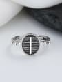 thumb 925 Sterling Silver Oval Cross  Vintage Band Ring 0