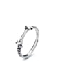 thumb 925 Sterling Silver Geometric Vintage Knot Chain Band Ring 0