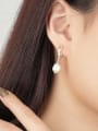 thumb 925 Sterling Silver Freshwater Pearl Geometric Minimalist Drop Earring 1