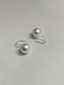 thumb 925 Sterling Silver Imitation Pearl Geometric Minimalist Hook Earring 0