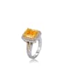 thumb 925 Sterling Silver Moissanite Orange Geometric Luxury Band Ring 0