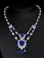 thumb 925 Sterling Silver High Carbon Diamond Blue Geometric Luxury Multi Strand Necklace 0