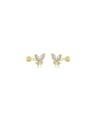 thumb 925 Sterling Silver Cubic Zirconia Butterfly Dainty Stud Earring 0