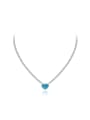 thumb 925 Sterling Silver High Carbon Diamond Blue Heart Luxury Choker Necklace 0