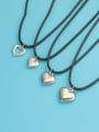 thumb Titanium Steel  Heart Pendant  Minimalist Leather rope Necklace 0