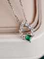 thumb 925 Sterling Silver Cubic Zirconia Green Geometric Dainty Necklace 2
