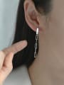 thumb 925 Sterling Silver Hollow Geometric Chain Minimalist Drop Earring 1