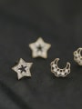 thumb 925 Sterling Silver Cubic Zirconia Star Moon Dainty Stud Earring 2