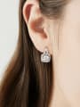 thumb 925 Sterling Silver Moissanite Square Dainty Cluster Earring 1
