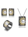 thumb 925 Sterling Silver Imitation Pearl  Sunflower Vintage Geometric Pendant Necklace 0