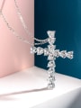 thumb 925 Sterling Silver High Carbon Diamond Cross Luxury Necklace 1