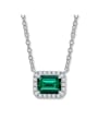 thumb 925 Sterling Silver High Carbon Diamond Green Geometric Dainty Necklace 0