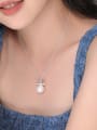 thumb 925 Sterling Silver Imitation Pearl Geometric Minimalist Necklace 1