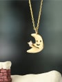 thumb 925 Sterling Silver Rhinestone Gold Moon Dainty Necklace 2