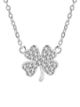 thumb 925 Sterling Silver Cubic Zirconia Clover Minimalist Necklace 0