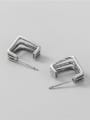 thumb 925 Sterling Silver Vintage  Three Layer Square  Stud Earring 0