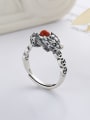 thumb 925 Sterling Silver Natural Stone Geometric Vintage Band Ring 2