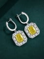 thumb 925 Sterling Silver Cubic Zirconia Square Luxury Huggie Earring 2