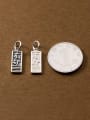 thumb S925 silver distressed vintage printed square plaque pendant 2
