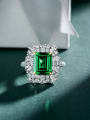 thumb 925 Sterling Silver High Carbon Diamond Green Geometric Luxury Band Ring 2