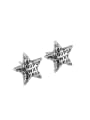 thumb 925 Sterling Silver Five-Pointed Star Vintage Stud Earring 0