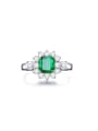 thumb 925 Sterling Silver High Carbon Diamond Green Flower Vintage Ring 0