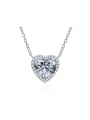 thumb 925 Sterling Silver High Carbon Diamond Heart Luxury Necklace 0