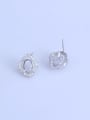 thumb 925 Sterling Silver 18K White Gold Plated Geometric Earring Setting Stone size: 5*7mm 2