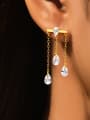 thumb 925 Sterling Silver Cubic Zirconia Water Drop Dainty Drop Earring 1