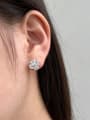 thumb 925 Sterling Silver Cubic Zirconia Clover Dainty Stud Earring 2