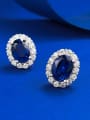 thumb 925 Sterling Silver Synthetic Crystal Blue Geometric Luxury Stud Earring 1