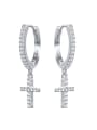 thumb 925 Sterling Silver Cubic Zirconia Cross Minimalist Huggie Earring 4