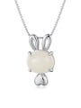 thumb 925 Sterling Silver Jade Rabbit Cute Necklace 0