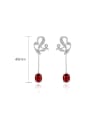 thumb 925 Sterling Silver High Carbon Diamond Red Geometric Luxury Drop Earring 2