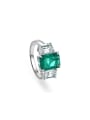 thumb 925 Sterling Silver High Carbon Diamond Green Geometric Luxury Band Ring 0