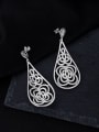 thumb 925 Sterling Silver Cubic Zirconia Flower Statement Cluster Earring 3