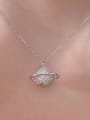 thumb 925 Sterling Silver Cubic Zirconia Planet Dainty Necklace 2