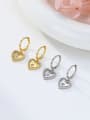 thumb 925 Sterling Silver Cubic Zirconia Heart Minimalist Huggie Earring 1