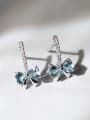 thumb 925 Sterling Silver Cubic Zirconia Blue Bowknot Dainty Stud Earring 0