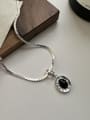 thumb 925 Sterling Silver Natural Stone Geometric Vintage Necklace 0