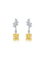 thumb 925 Sterling Silver High Carbon Diamond Yellow Flower Dainty Drop Earring 0