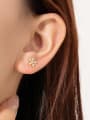 thumb 925 Sterling Silver Cubic Zirconia Flower Dainty Stud Earring 1