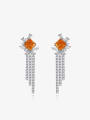 thumb 925 Sterling Silver High Carbon Diamond Orange Tassel Luxury Earring 0