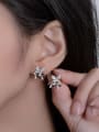 thumb 925 Sterling Silver Cubic Zirconia Flower Dainty Stud Earring 1