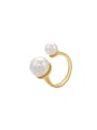 thumb Brass Freshwater Pearl Trend Band Ring 0
