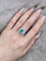thumb 925 Sterling Silver High Carbon Diamond Blue Flower Dainty Band Ring 2