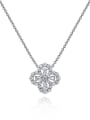 thumb 925 Sterling Silver High Carbon Diamond Flower Luxury Necklace 0