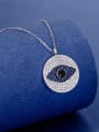 thumb 925 Sterling Silver Cubic Zirconia Evil Eye  Minimalist Round Pendant  Necklace 1